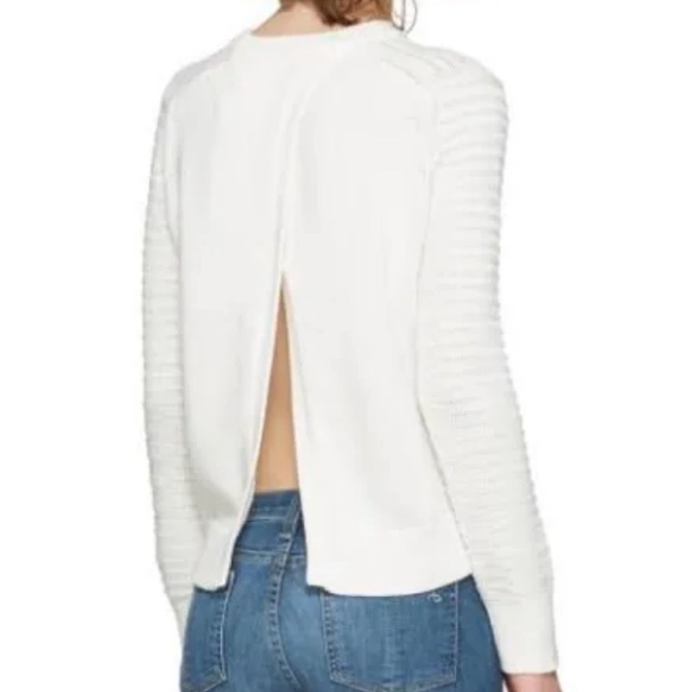 rag and bone white knit sweater open back, size Large
